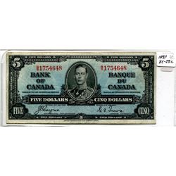 1937 Five Dollar Bill