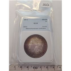 1881-S Morgan Silver Dollar w/ Iridescent Toning