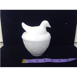 Milk Glass Hen on Nest