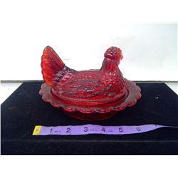 Ruby Red Hen on Nest