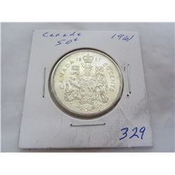 Canadian 1961 silver fifty cent piece