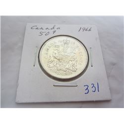 Canadian 1966 silver fifty cent piece