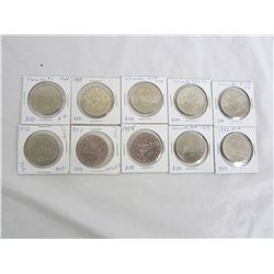 10 Assorted Nickel Dollars 1968-1984