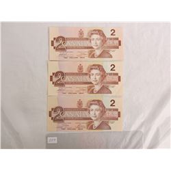 3 Two Dollar Bills 1986