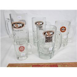 5 A and W Glass Mugs Baby to Large No Damage
