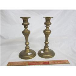 Victorian English Push Up Brass Candlesticks