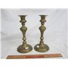 Image 1 : Victorian English Push Up Brass Candlesticks
