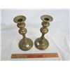 Image 2 : Victorian English Push Up Brass Candlesticks