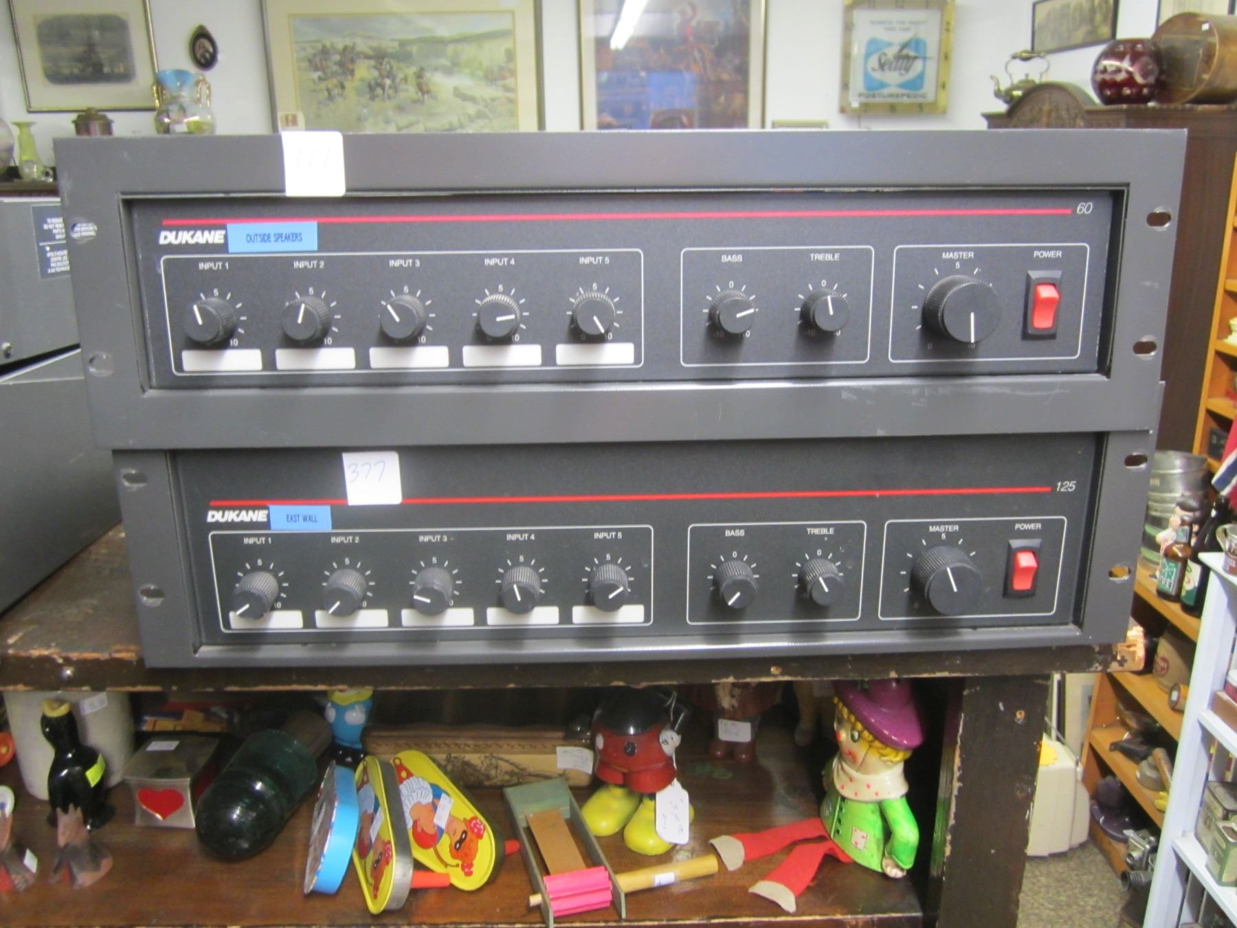 Dukane rack mount audio system controller and 3 amps DJ ,PA OR MONSTER ...