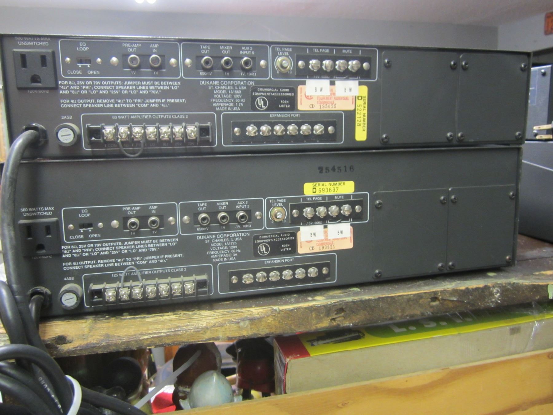 Dukane rack mount audio system controller and 3 amps DJ ,PA OR MONSTER ...