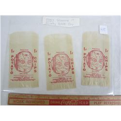 Lot of 3 Gas Station 1930's Potato chip bags