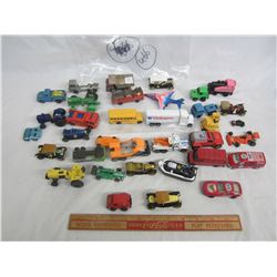 Lot of 35 mixed Hot Wheels style cars, trucks ,tractors ect.