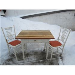 Antique Mennonite handmade table and 2 chairs