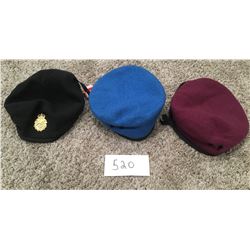 520 - 3 US Military Berets