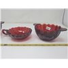 Image 2 : 3 ruby glass bowls (depression glass)