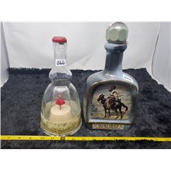 2 decanters (Bols ((with dancing ballerina), Beam's)