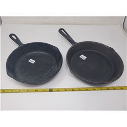 2 cast iron frying pans