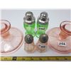 Image 2 : 2 pair depression glass salt & peppers, pair of candle holders