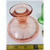 Image 4 : 2 pair depression glass salt & peppers, pair of candle holders