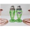 Image 5 : 2 pair depression glass salt & peppers, pair of candle holders