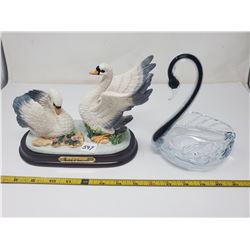 2 swan ornaments