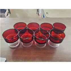 8 ruby glass sherberts