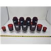 Image 1 : 7  sets of ruby glass glasses 3 sizes