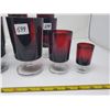 Image 7 : 7  sets of ruby glass glasses 3 sizes