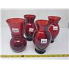 Image 3 : 4 ruby glass vases