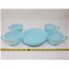 Image 1 : 4 cups & saucers Pyrex (Robin's egg blue)