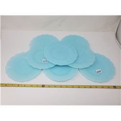 8 6.5" plates, Pyrex - delphite blue