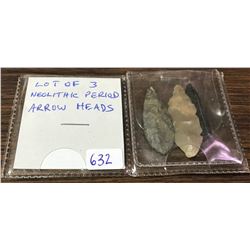 Lot Of 3 Neolithic Arrow Heads