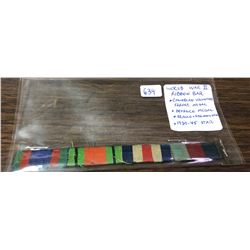 World War II Ribbon Bar. Includes 1939-1945 Star, France & Germany Star, Within Medal & Canadian Vol