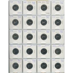 Complete Set Of 20 Canadian 25 Cents 1968-1987- All Are Proof Like (2 With Cameo) And Specimen- A Ni