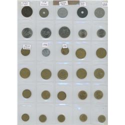 Lot Of 30 Different French Coins Including 1873A 5 Centimes, World War 1, Vichy And Modern Republic