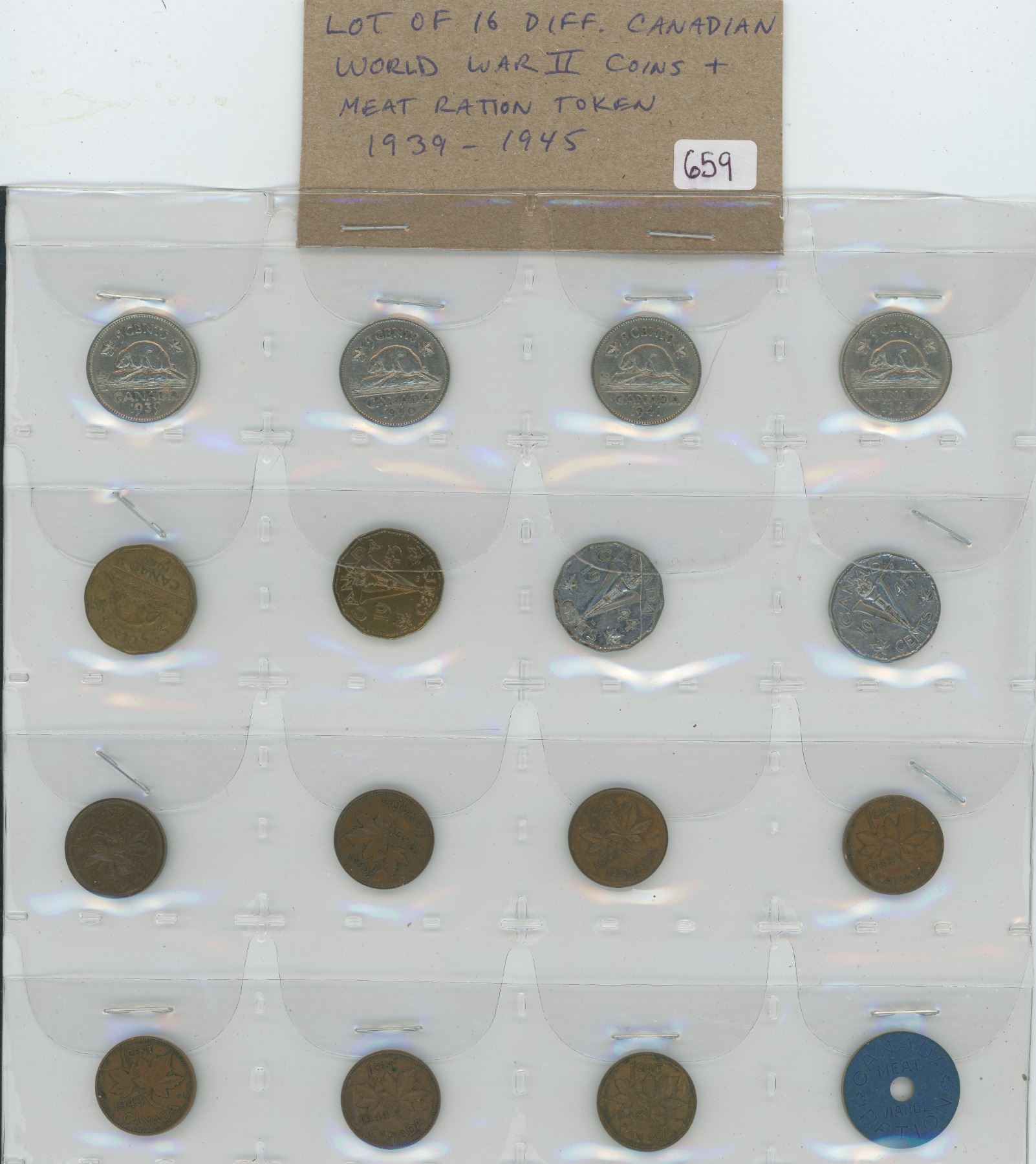 Meat Ration Token Lot Of 16 Different Canadian World War II Coins & Meat RATION Token ...