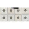 Image 2 : Lot Of 8 Different Canadian Silver 5 Cents 1910-1920 Includes 1910 Pointed Holly Leaves C/BT, 1912, 