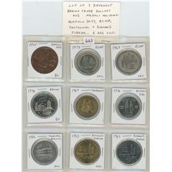 Lot of 9 different Regina Trade Dollars and medals including Buffalo Days, RCMP, Centennial & Diamon