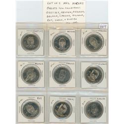 Lot of 9 NHL Hockey Greats Limited Edition Coin Collection: Wayne Gretsky, Mark Messier, Sergei Fedo