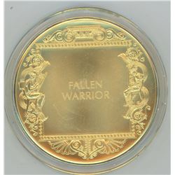 Fallen Warrior. From the Ancient Greece medals series. A beautiful gold-plated bronze medal measurin