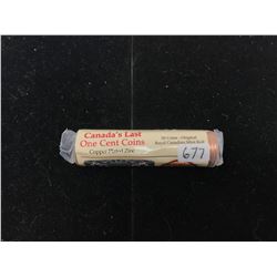 Original Roll of 50 Canada’s Last One Cent Coins in special Royal Canadian Mint packaging.