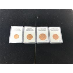 Lot of 4 British pre-decimal coins in Gem Uncirculated condition. Includes 1951 farthing, 1952 half 