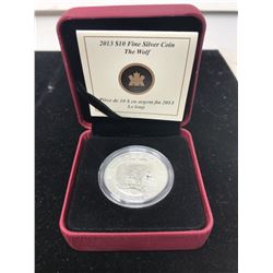 2013 Lone Wolf $10. .9999 pure silver. In case of issue. Only 34,899 sold. Proof.