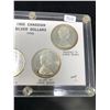 Image 2 : Set of 4 1965 Canadian Silver Dollar Types: Type 1: Small Beads, Pointed 5; Type 2: Small Beads, Blu