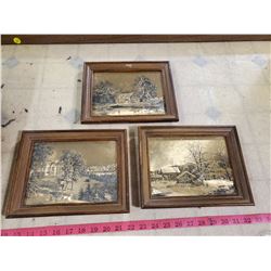 3 framed art pieces