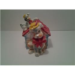 Porcelain dog house piggy bank - cute