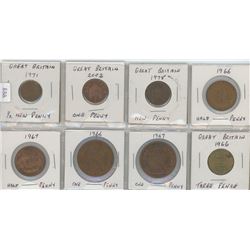 8 Great Britain Coins - Various Denominations