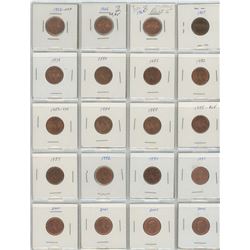One Sheet of Canadian One Cent Coins - Various Dates