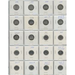 One Sheet of Canadian Five & Ten Cent Coins - Various Dates