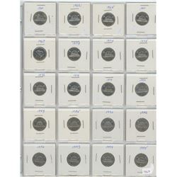 1 Sheet od 20 canadian Nickels - Various dates